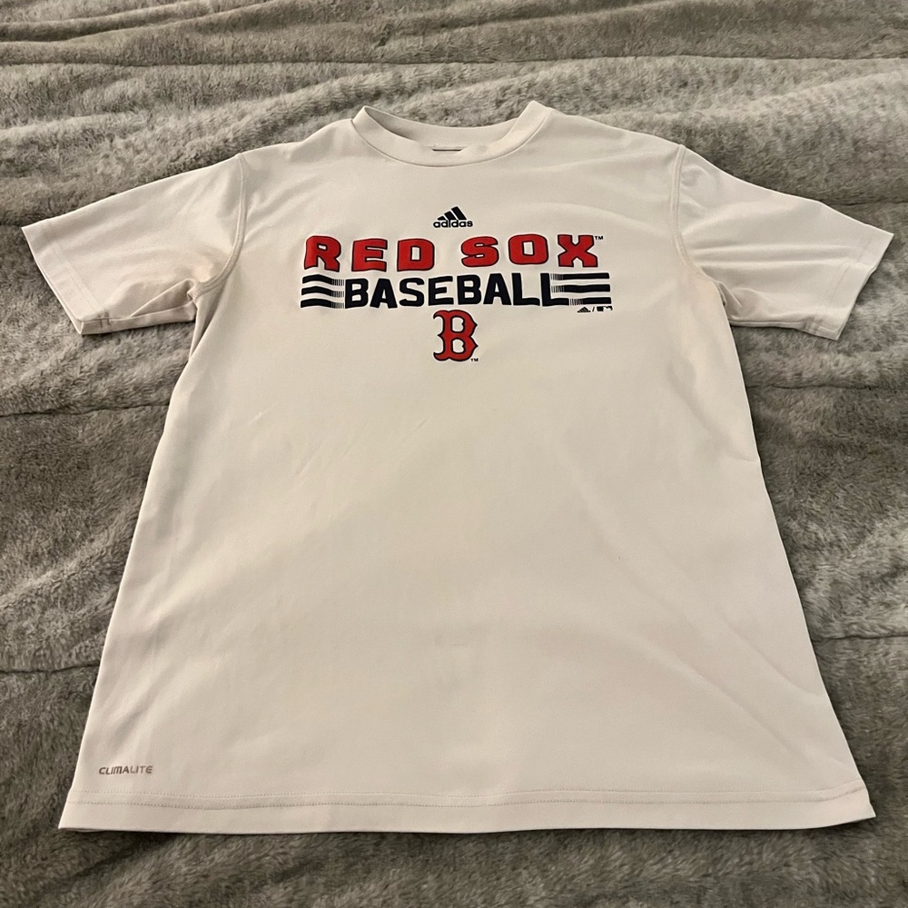 Adidas White Red Sox Youth Baseball Tee